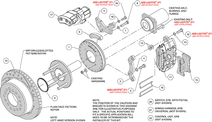 Forged Dynapro Low-Profile Rear Electronic Parking Brake Kit Assembly Schematic