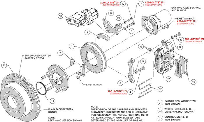 Forged Dynapro Low-Profile Rear Electronic Parking Brake Kit Assembly Schematic