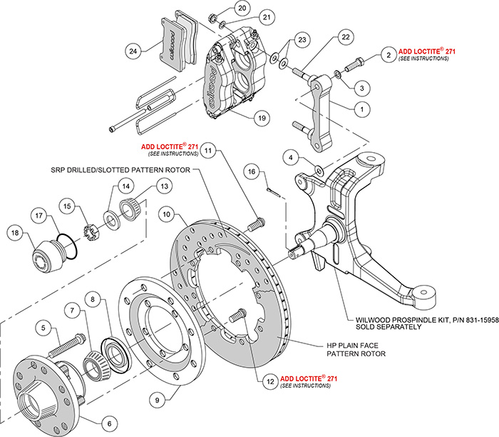 Dynapro Radial Big Brake Front Brake Kit (Hub) Assembly Schematic