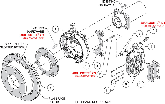 Forged Dynapro Low-Profile Rear Parking Brake Kit (6 x 5.50 Rotor) Assembly Schematic