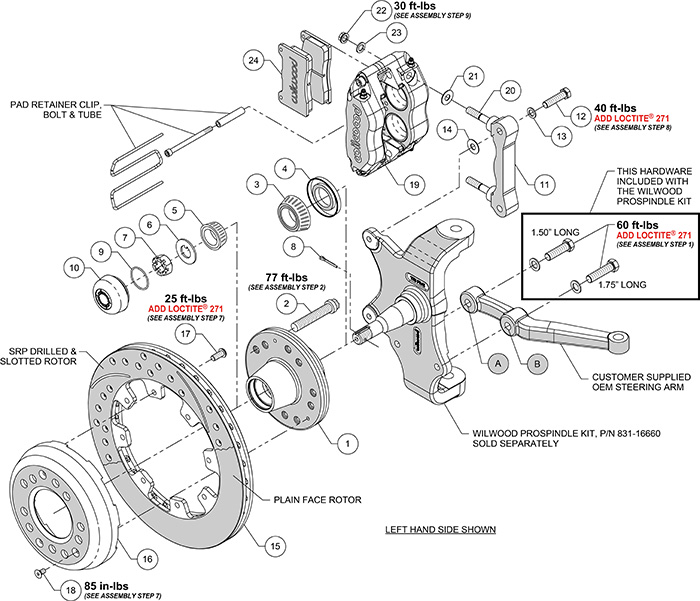 Dynapro Radial Big Brake Front Brake Kit (Hub) Assembly Schematic