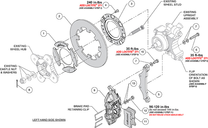 UTV6 Rear Brake Kit Assembly Schematic