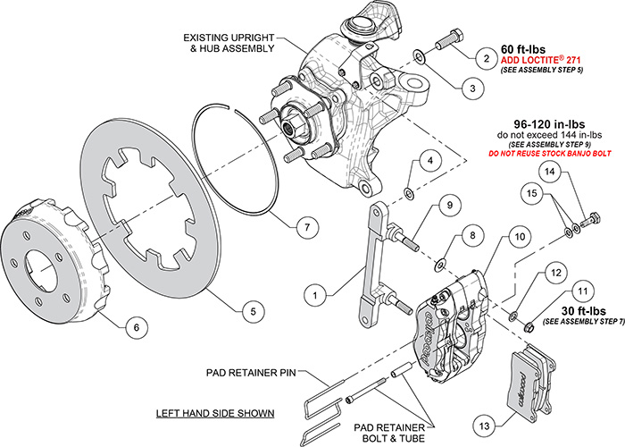 NDPR Front UTV Brake Kit Assembly Schematic