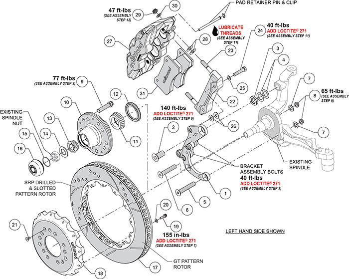 AERO6 Big Brake Front Brake Kit Assembly Schematic