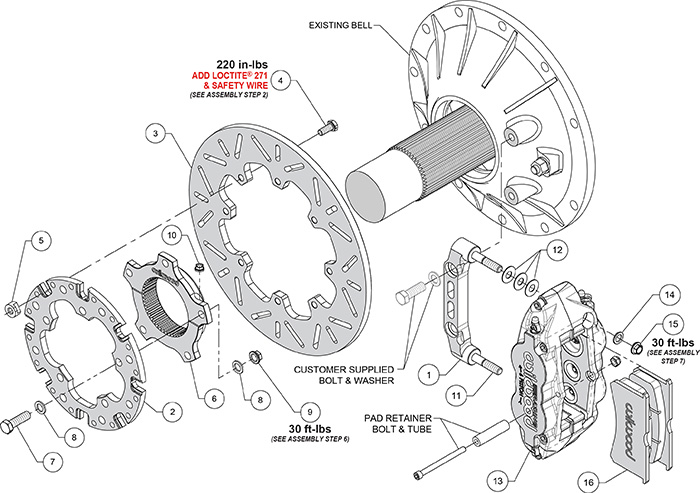 Forged Narrow Superlite 6 Radial Mount Sprint Inboard Brake Kit Assembly Schematic
