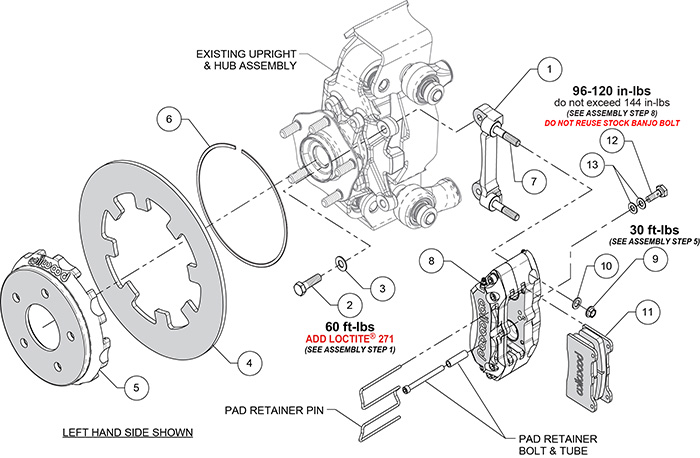NDPR Rear UTV Brake Kit Assembly Schematic