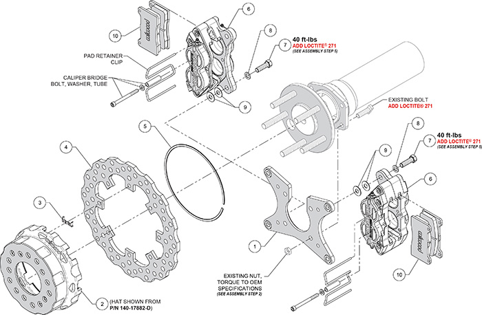 XRD Dual SA Scalloped Lug Drive Dynamic Rear Drag Brake Kit Assembly Schematic