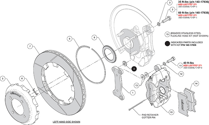 Forged Dynalite Big Brake Front Brake Kit (Race) Assembly Schematic