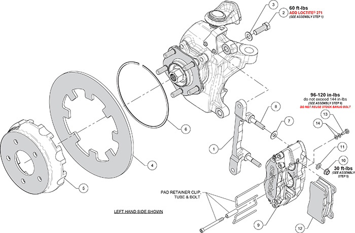 NDPR Front UTV Brake Kit (Race) Assembly Schematic