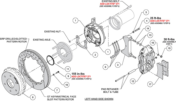Forged Narrow Superlite 4R Big Brake Rear Parking Brake Kit Assembly Schematic