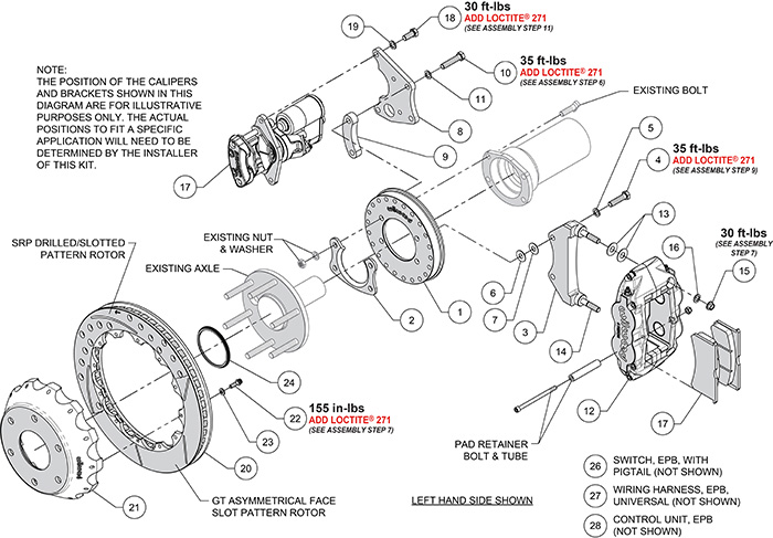 Forged Narrow Superlite 4R Big Brake Rear Electronic Parking Brake Kit Assembly Schematic