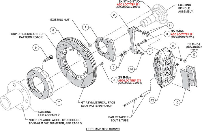 Forged Narrow Superlite 6R Big Brake Front Brake Kit (Hat) Assembly Schematic