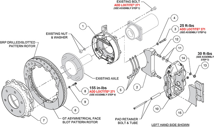 Forged Narrow Superlite 4R Big Brake Rear Parking Brake Kit Assembly Schematic