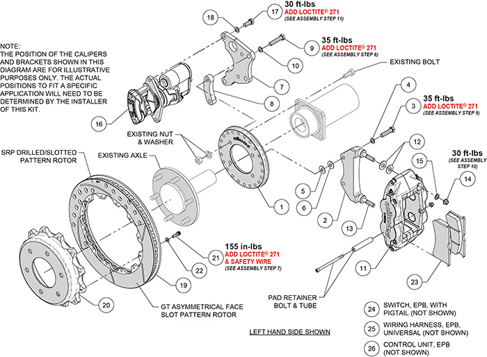 Forged Narrow Superlite 4R Big Brake Rear Electronic Parking Brake Kit Assembly Schematic