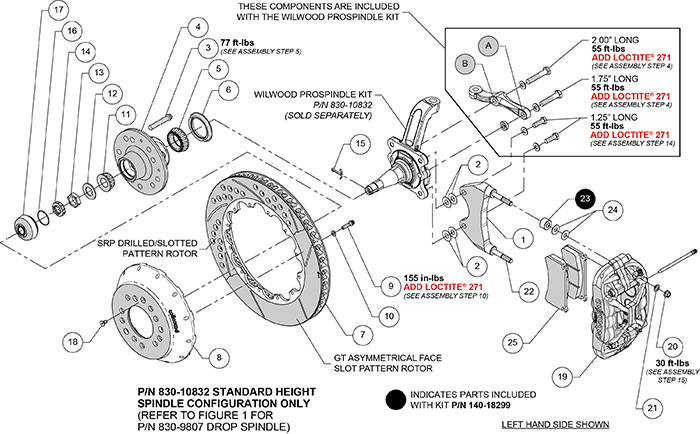 Forged XRS6R Big Brake Front Brake Kit (Hub) Assembly Schematic