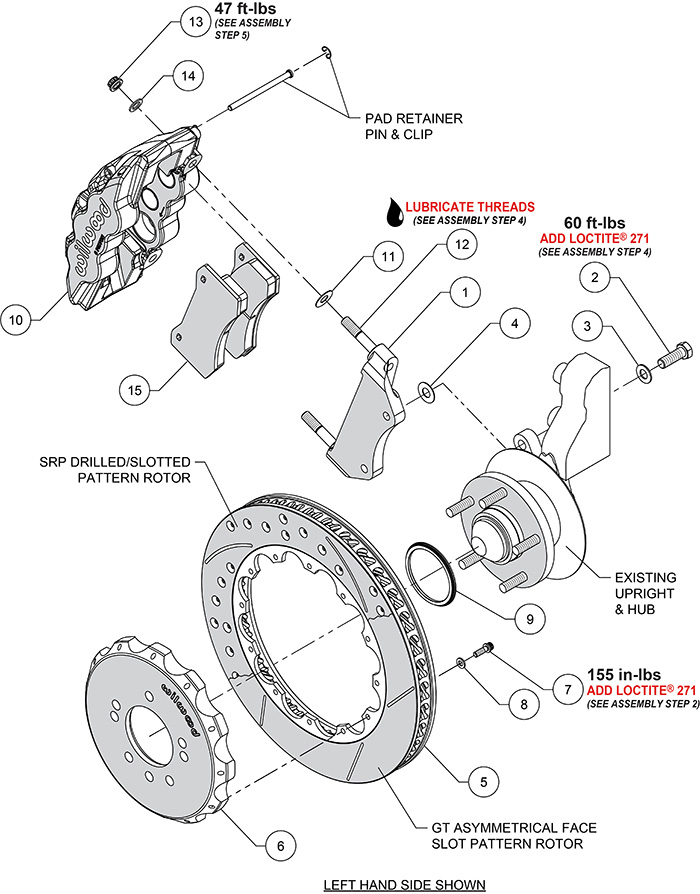 AERO6 Big Brake Front Brake Kit Assembly Schematic