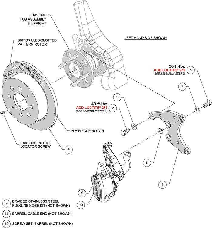 HM7 Parking Brake Caliper Rear Brake Kit Assembly Schematic