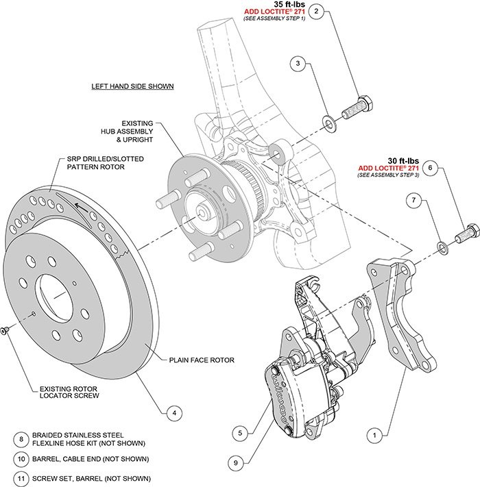 HM7 Parking Brake Caliper Rear Brake Kit Assembly Schematic