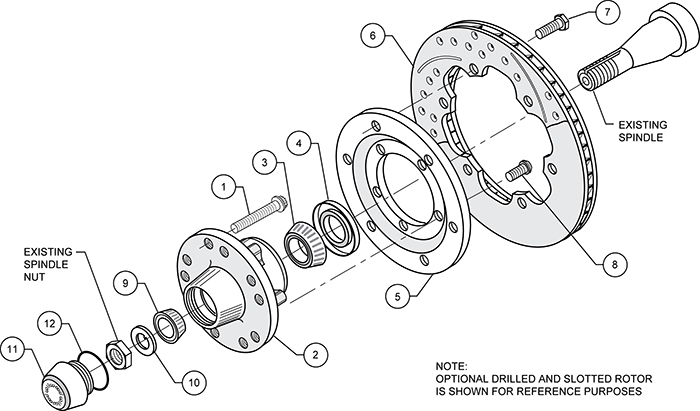 Front Hub Kit (6 Bolt Rotor) Assembly Schematic