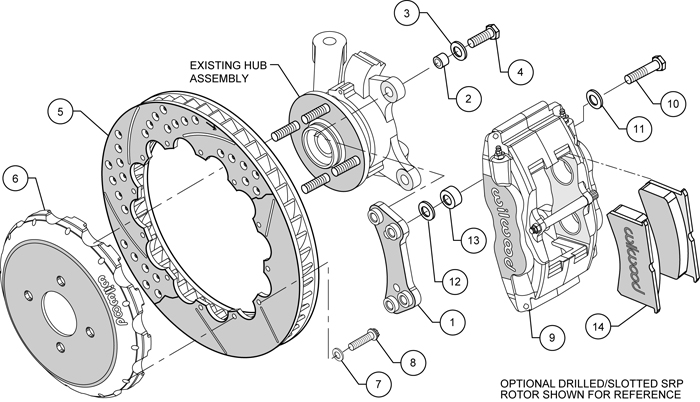 Forged Superlite 4 Big Brake Front Brake Kit (Hat) Assembly Schematic