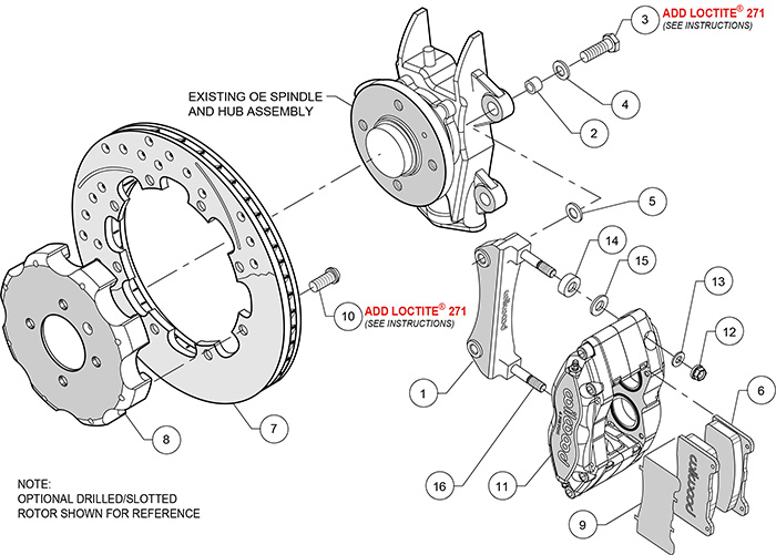 Dynapro Radial Big Brake Front Brake Kit (Hat) Assembly Schematic