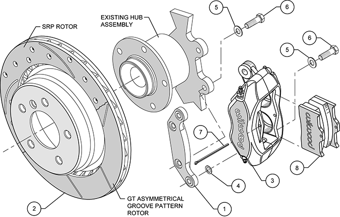 Dynapro Rear Brake Kit For OE Parking Brake Assembly Schematic