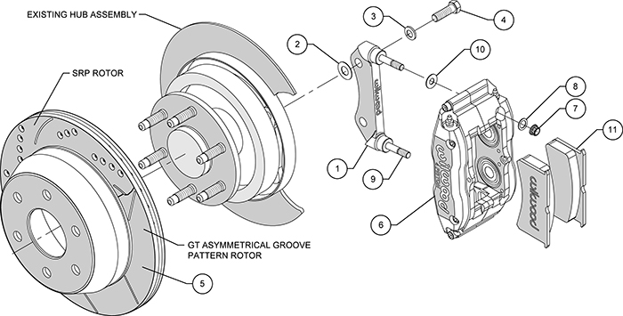 Superlite 4R Big Brake Rear Brake Kit For OE Parking Brake Assembly Schematic