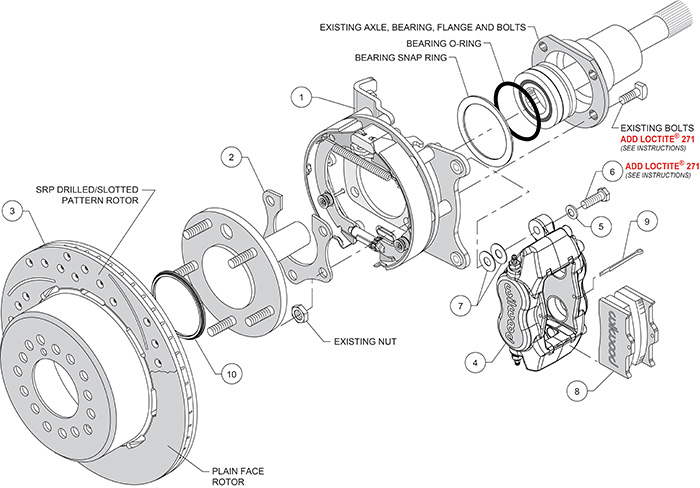 Forged Dynalite Rear Parking Brake Kit Assembly Schematic