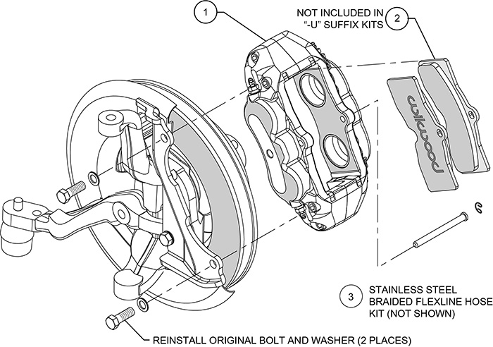 D8-4 Front Replacement Caliper Kit Assembly Schematic