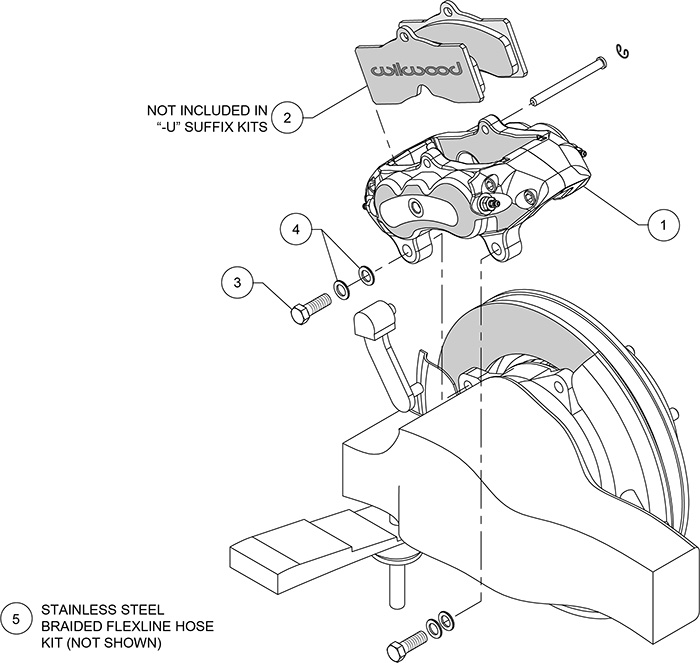 D8-4 Rear Replacement Caliper Kit Assembly Schematic