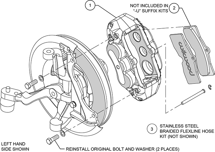 D8-6 Front Replacement Caliper Kit Assembly Schematic