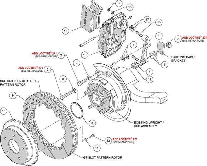 Forged Narrow Superlite 4R Big Brake Rear Brake Kit For OE Parking Brake Assembly Schematic