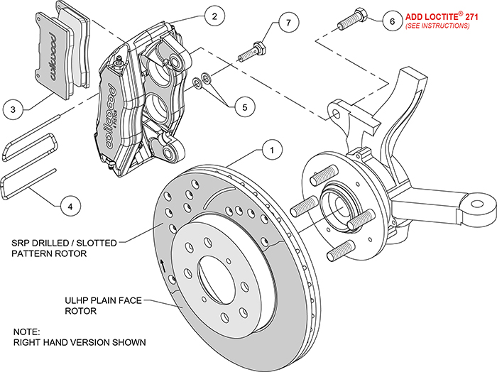 Forged DPHA  Front Caliper and Rotor Kit Assembly Schematic