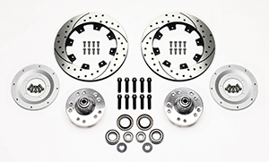 Wilwood Front Hub Kit (8 Bolt Rotor) Parts Laid Out - SRP Drilled & Slotted Rotor