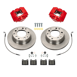 Wilwood D31 Rear Brake Kit Parts Laid Out - Black Powder Coat Caliper - Plain Face Rotor