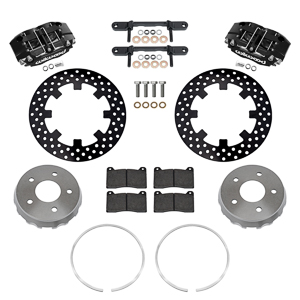Wilwood NDPR Front UTV Brake Kit Parts Laid Out - Black Powder Coat Caliper - Drilled Rotor