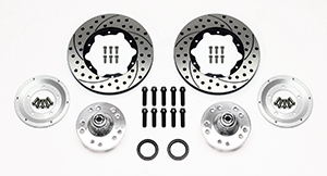 Wilwood Front Hub Kit (6 Bolt Rotor) Parts Laid Out - SRP Drilled & Slotted Rotor