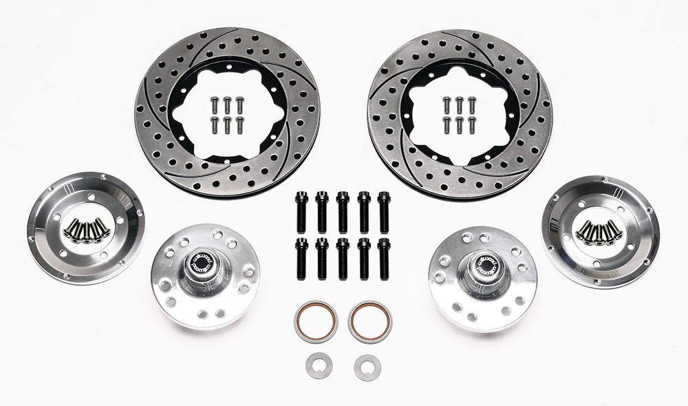 Wilwood Front Hub Kit (6 Bolt Rotor) Parts Laid Out - SRP Drilled & Slotted Rotor