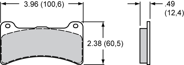 Pad Dimensions for the Narrow Dynapro-P Radial Mount