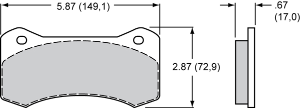 Pad Dimensions for the Aero6-DS Radial Mount