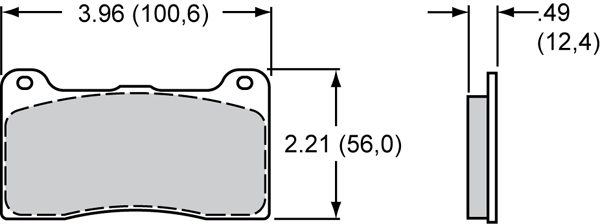 Pad Dimensions for the Narrow Dynapro Radial Mount