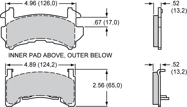 Pad Dimensions for the D154-Dust Seal Single Piston Floater