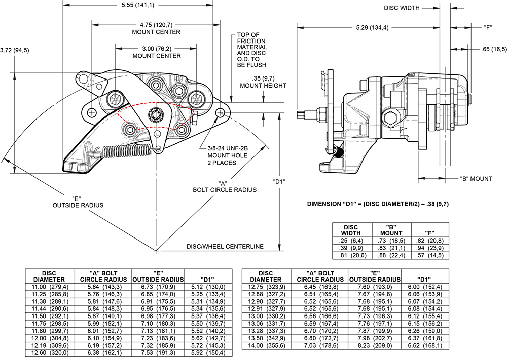 Dimensions for the MC4 Mechanical