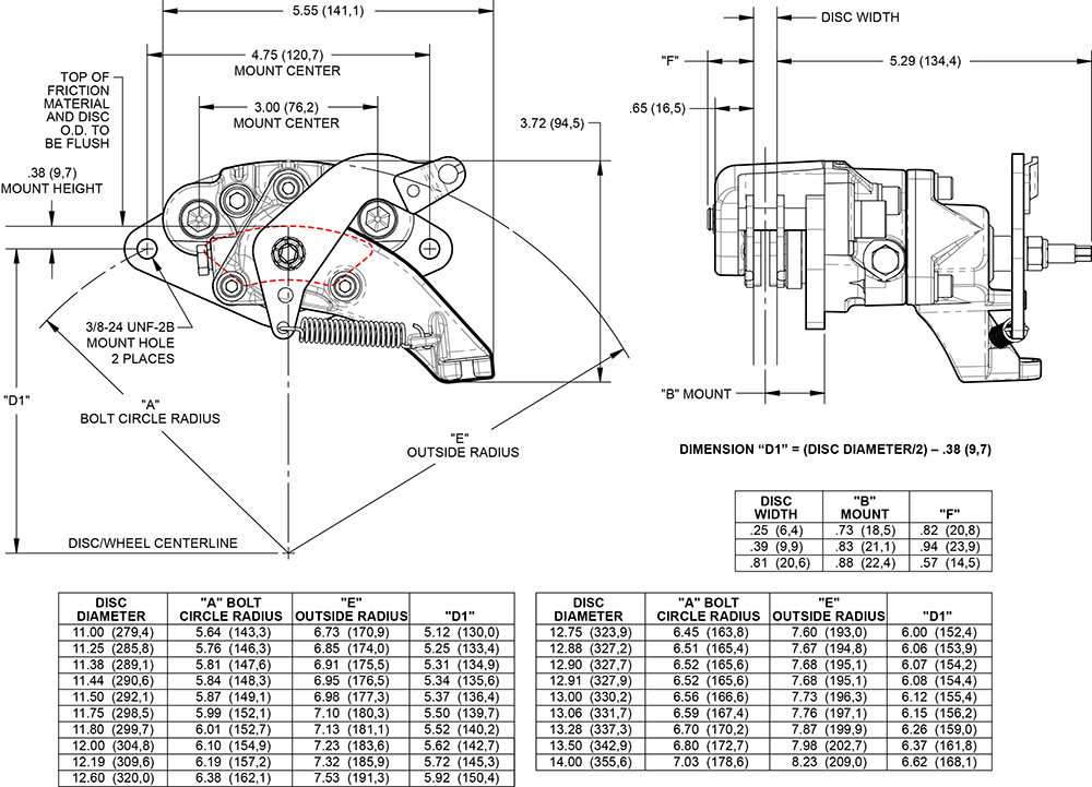 Dimensions for the MC4 Mechanical