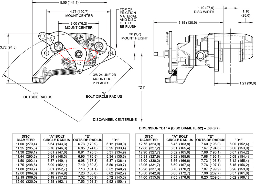 MC4 Mechanical Caliper Drawing