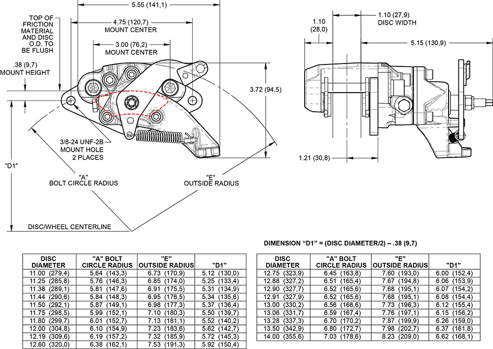 Dimensions for the MC4 Mechanical