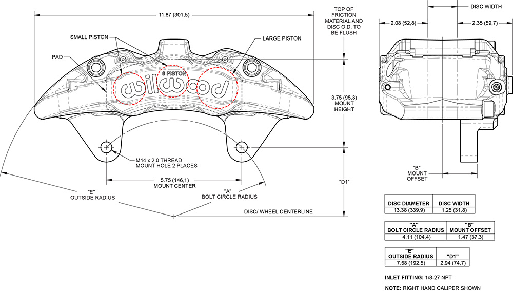 AeroDM Lug Mount Caliper Drawing