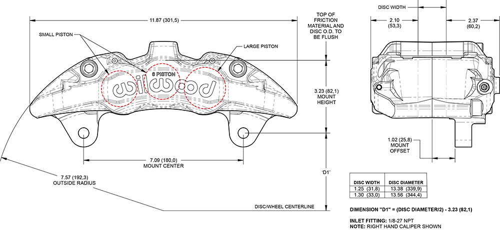 AeroDM Lug Mount Caliper Drawing