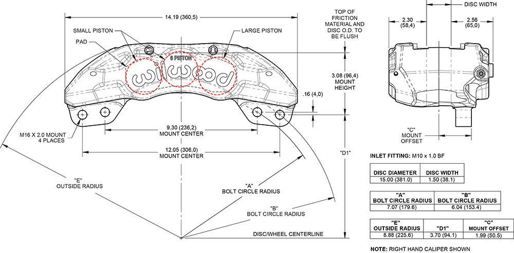 Dimensions for the TX6-DM Forged Lug Mount 