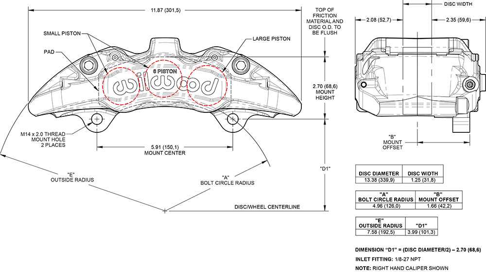 AeroDM Lug Mount Caliper Drawing